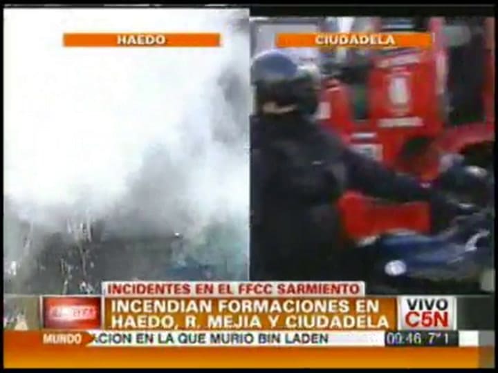 Incendio de vagones de la línea Sarmiento (C5N)