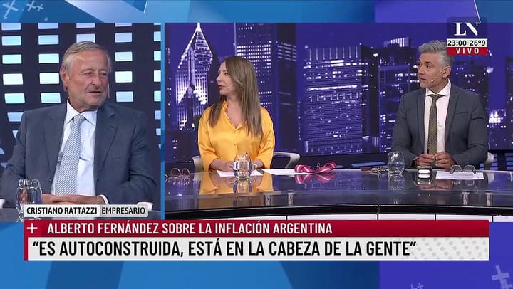 Cristiano Rattazzi custionó la política económica del Gobierno y apuntó contra Alberto Fernández