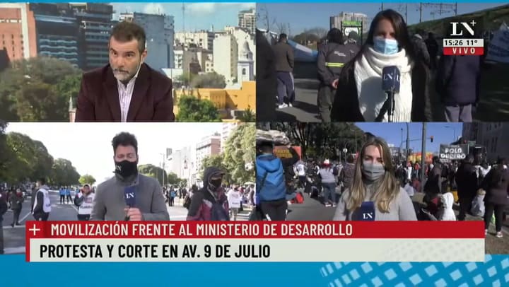 Protesta y corte en Av. 9 de julio: movilización frente al Ministerio de Desarrollo Social