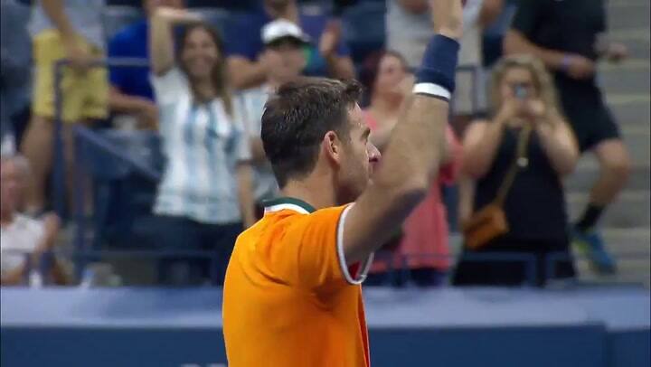 El festejo de Del Potro tras su victoria ante Coric - Fuente: US Open Tennis