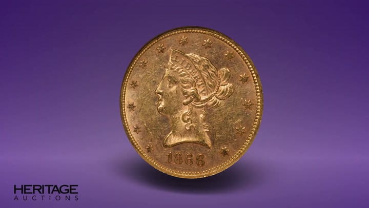 Anverso de la moneda estadounidense de 1866