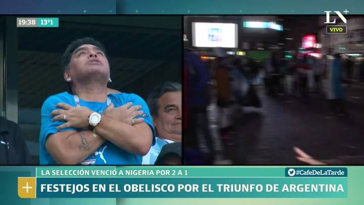 Los festejos en el Obelisco, tras el triunfo de la selección