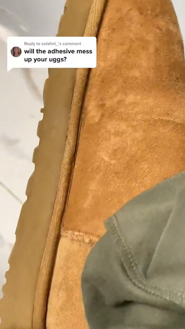 La creadora de contenido demostró que el adhesivo no maltrataba mucho la tela