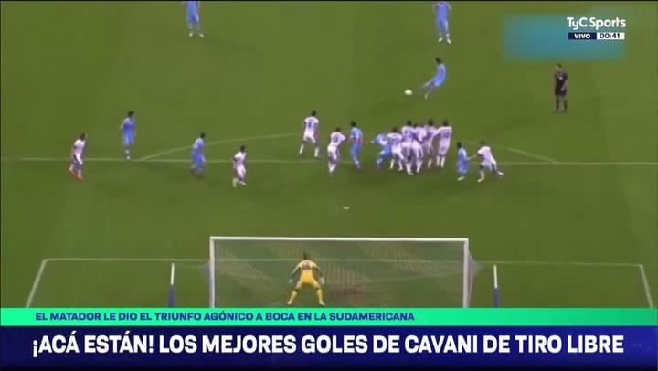 Los goles de Cavani de tiro libre antes de su llegar a Boca