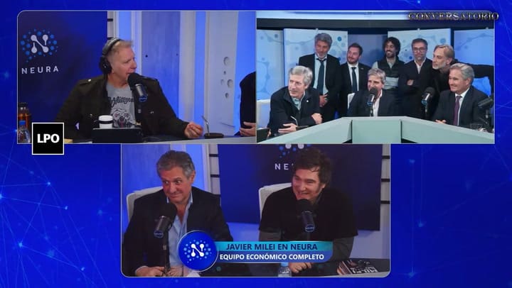 Milei Caputo y su equipo, con Fantino: "El dólar flota"