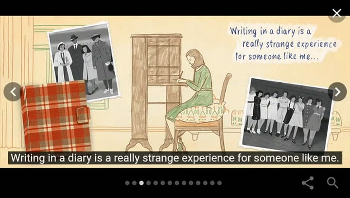 Google le rinde homenaje a Ana Frank con un doodle interactivo