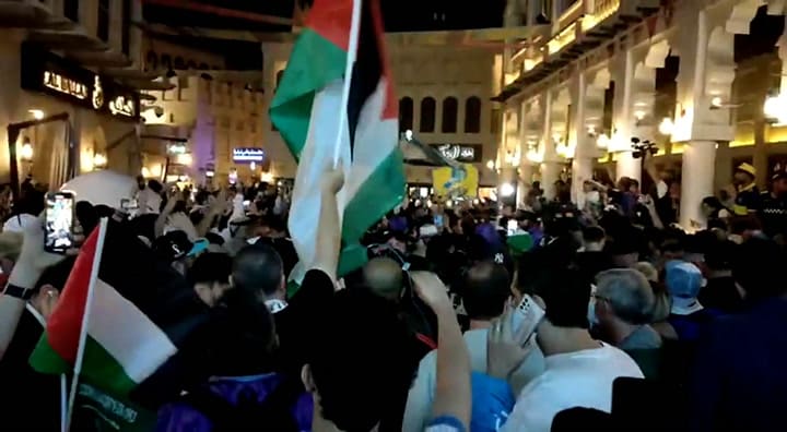 Las banderas palestinas en medio del banderazo argentino