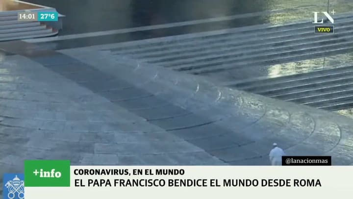 Coronavirus: la bendición del papa Francisco desde la Plaza San Pedro totalmente vacía