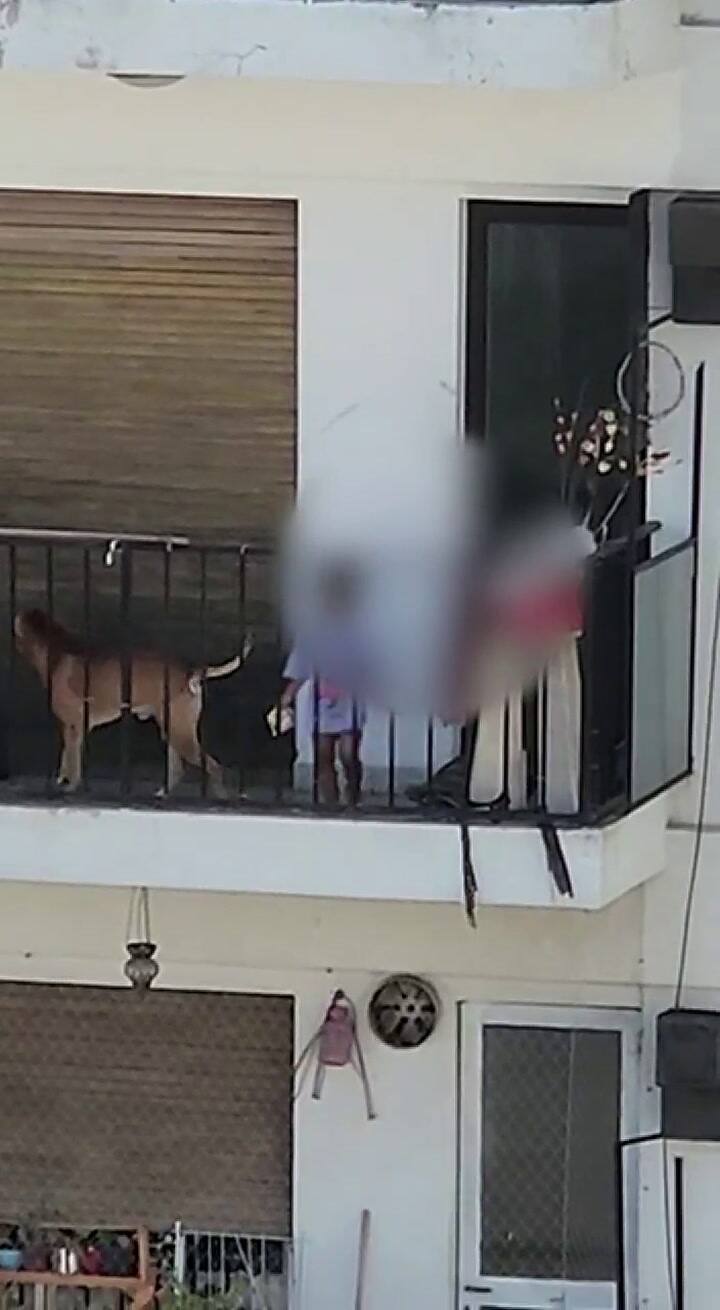 Preocupación por un bebé que quedó solo en un balcón