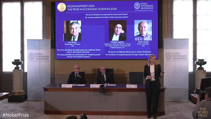 Anuncio de los ganadores del Premio Nobel de Economía 2025