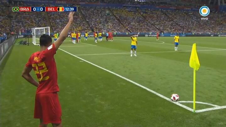 El gol en contra de Fernandinho que marcó el 1-0 para Bélgica - Fuente: Tv Pública