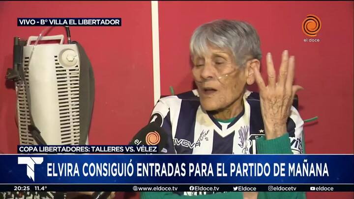 La abuela que va a ver a Talleres con la mochila de oxígeno