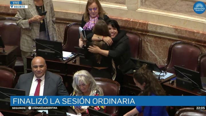 El festejo del kirchnerismo en el recinto tras el rechazo a ficha limpia