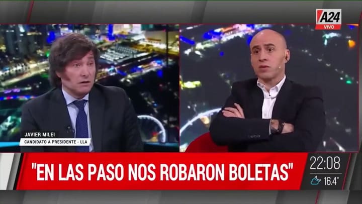 Milei habla sobre Massa en A24: 'Lo sacudo todo el tiempo'