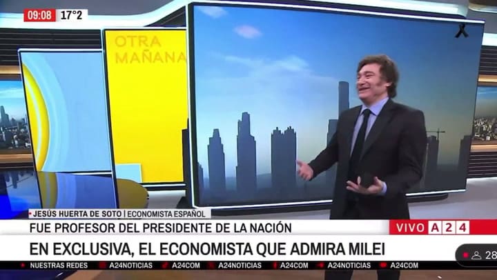 Milei sorprende a Huerta de Soto al aire