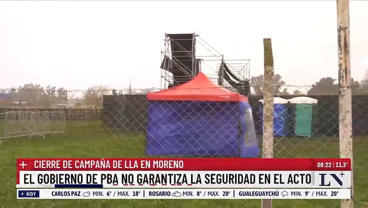 LN+ en Moreno, donde Milei hara el acto de cierre de campana de las elecciones de PBA