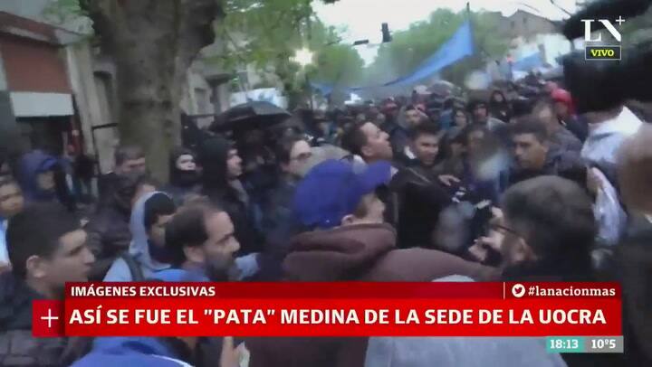 Así se retiraba Medina de la sede de la Uocra