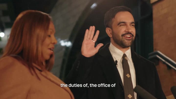 La ceremonia de juramentación de Zohran Mamdani como alcalde de Nueva York