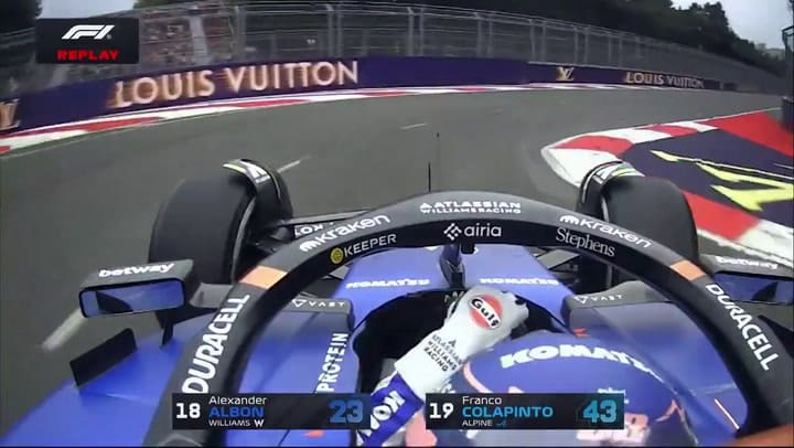 El toque de Albon a Colapinto en el GP de Bakú