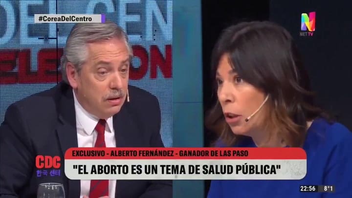 Alberto Fernández: 'Tengo la decisión política de despenalizar y legalizar el aborto' - Fuente: NET