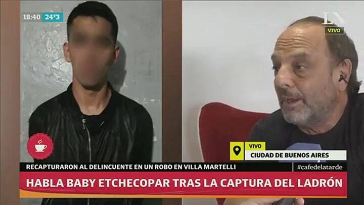 Baby Etchecopar tras la captura del ladron