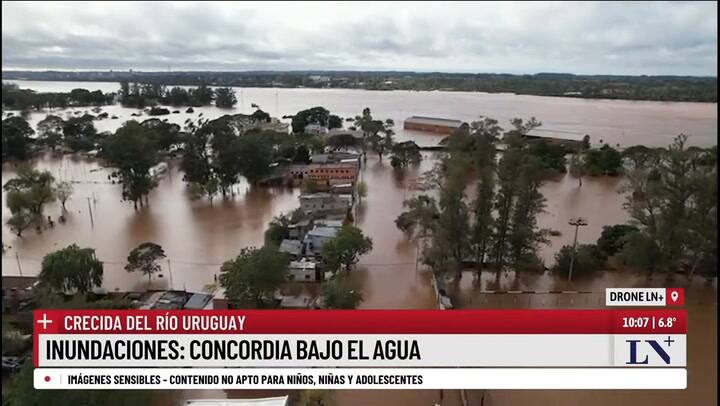 Inundanciones y evacuados en Concordia: esperan que el río siga aumentando su nivel