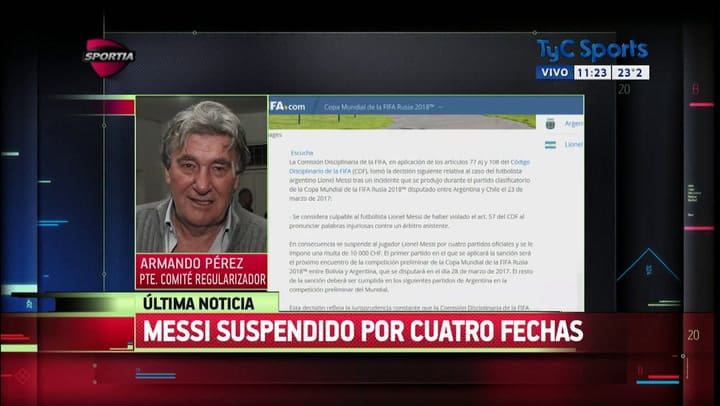Así se enteró Armando Pérez de la sanción a Messi