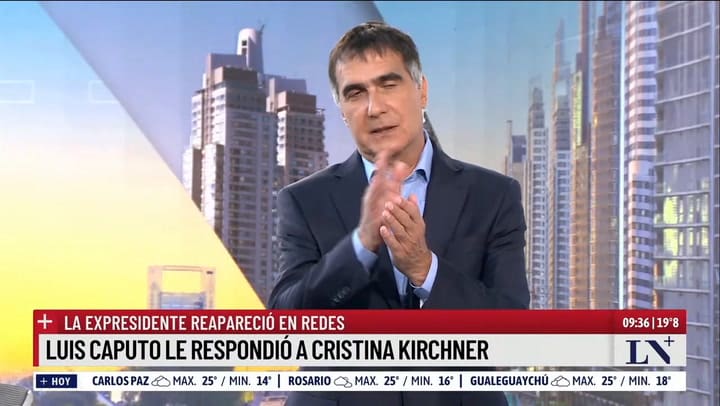 Luis Caputo le respondió a Cristina Kirchner: "Deuda sólo se toma cuando hay déficit fiscal"