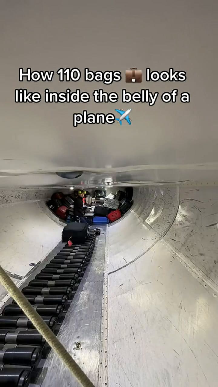 Así es la bodega de un avión, según un tiktoker