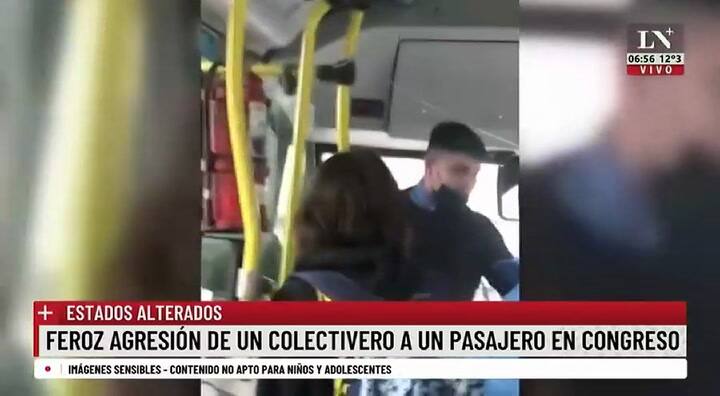 Línea 37: feróz agresión de un colectivero a un pasajero