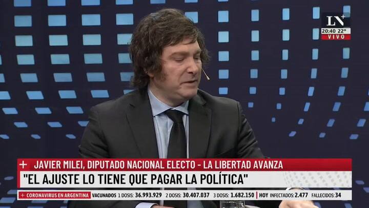 Milei por su reacción en la charla.