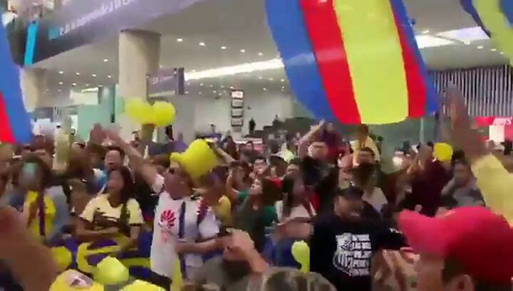 Así reciben a Evo Morales en el Aeropuerto Internacional de la ciudad de México - Fuente: Twitter