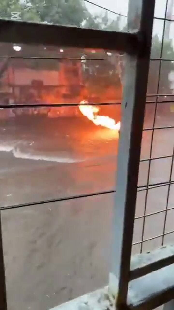Una garrafa explotó en medio del temporal