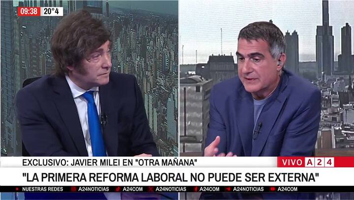 Milei defendió la quita temporal de retenciones. Crédito: A24