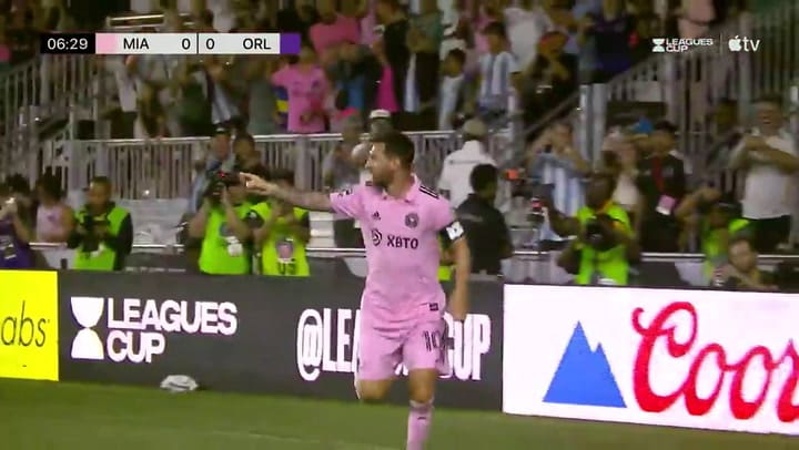 Pecho y remate para el primer gol de Lionel Messi para el Inter Miami contra Orlando City.- Fuente