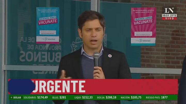 Kicillof realiza anuncios sobre el plan de vacunación