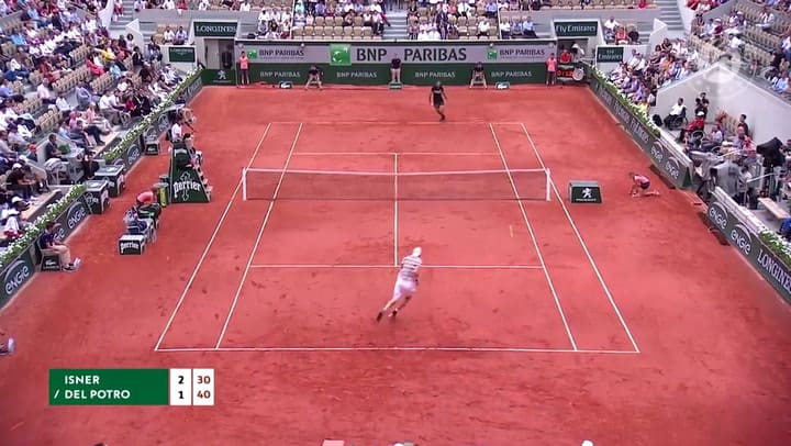 Del Potro contra Isner en Roland Garros 2018 - Fuente: Roland Garros