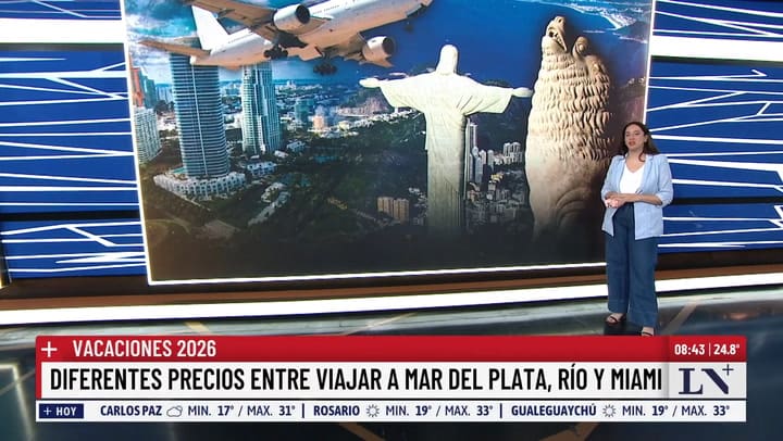 Diferentes precios entre viajar a Mar del Plata, Rio y Miami