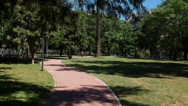 El remodelado Parque Las Heras, desde un drone