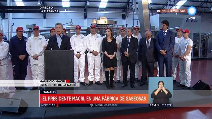 Macri en la planta de Manaos, en 2016