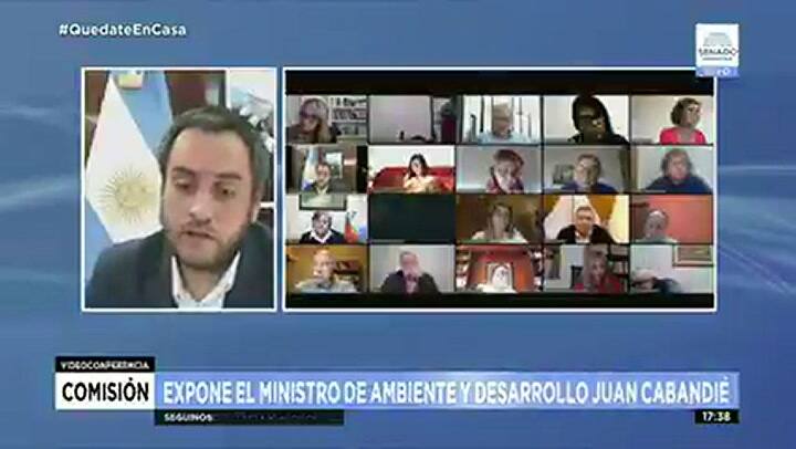 El ministro Cabandié en la charla virtual con senadores