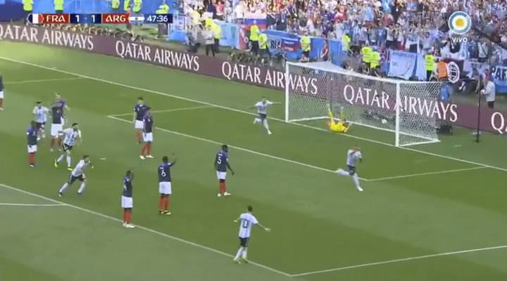 El gol de Gabriel Mercado que puso el partido 2 a 1 - Fuente: Televisión Pública