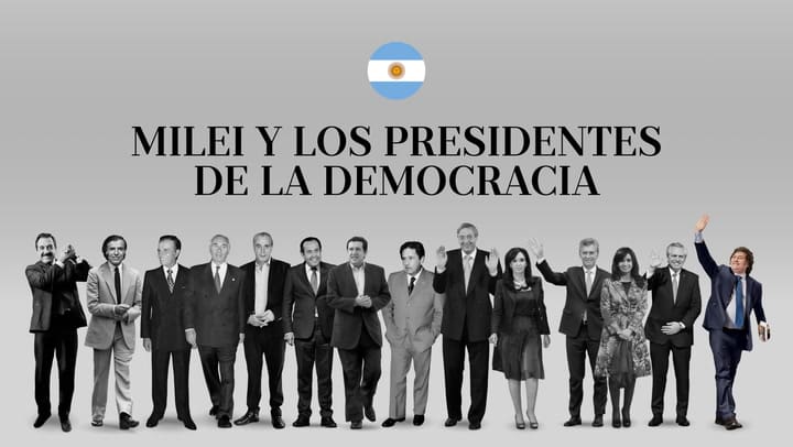 Milei y los presidentes en 40 años de democracia