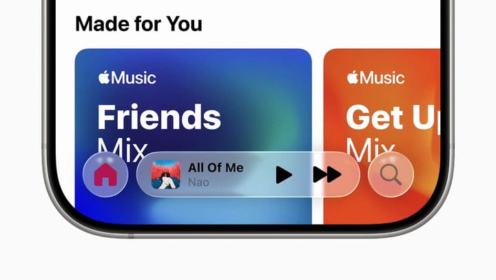 Apple WWDC25 Liquid Glass Apple Music dynamic tab bars