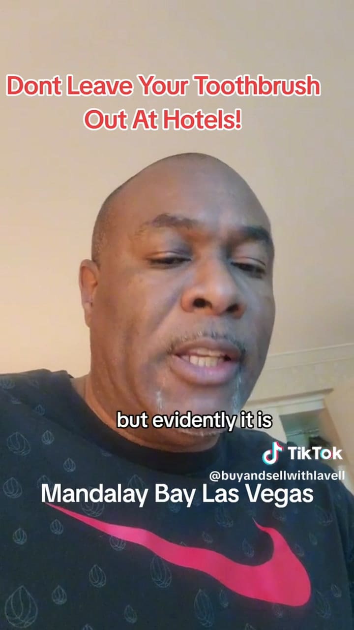 Se hospedó en un hotel de Las Vegas, dejó su cepillo de dientes en la habitación y descubrió algo repugnante: "Jamás lo imaginé"