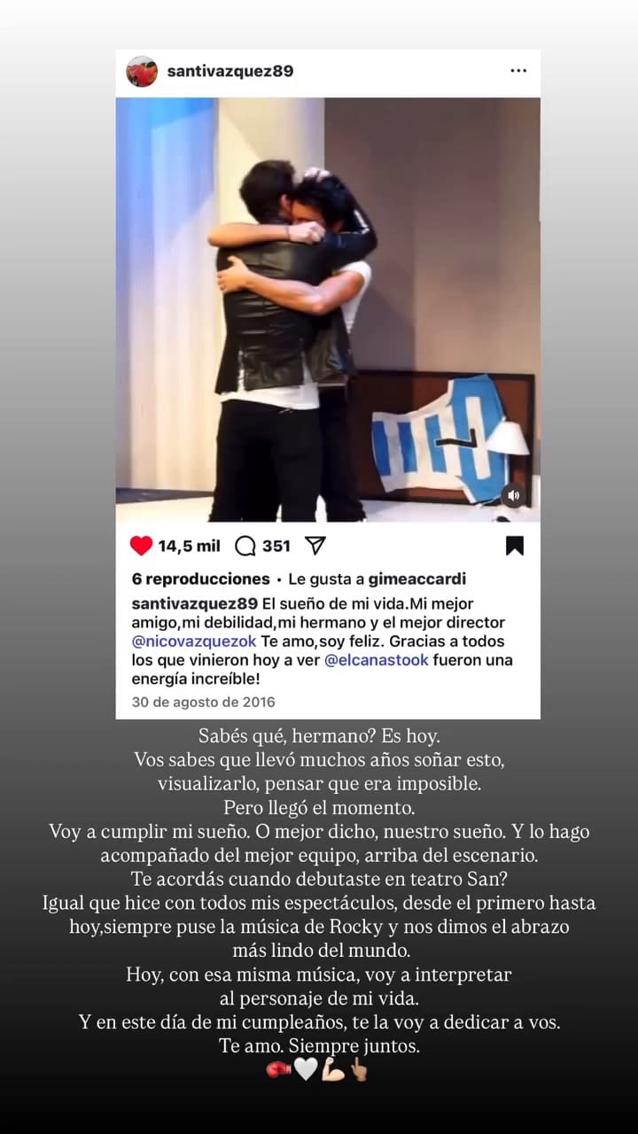 Nico Vázquez emocionó a todos al recordar a su hermano