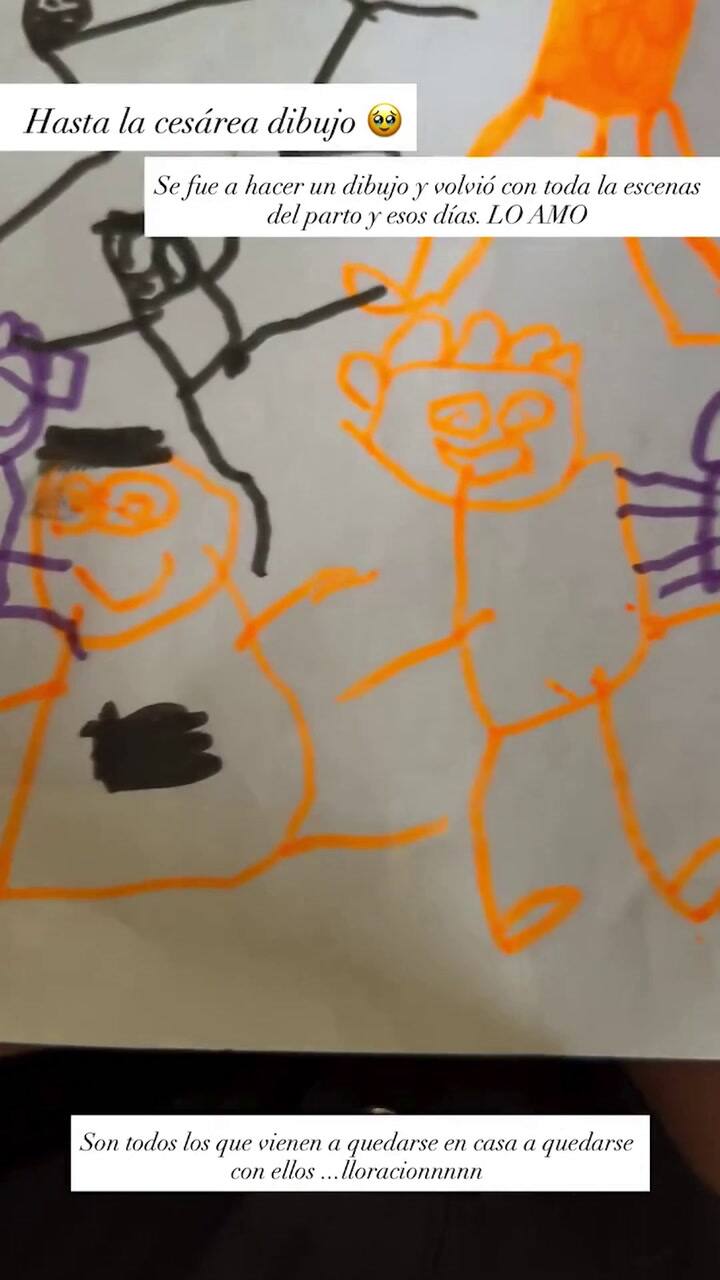 Juana Repetto mostró el dibujo que hizo su hijo antes de la llegada de su hermanito