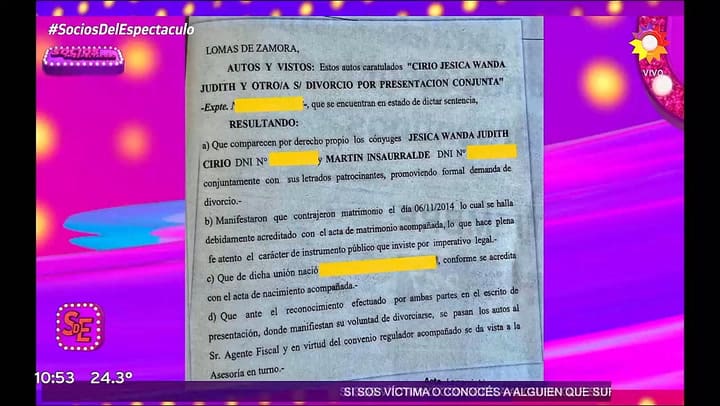 Se filtro el acuerdo de divorcio entre Jesica Cirio y Martin INsaurralde
