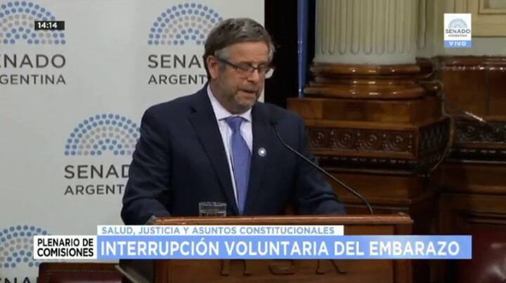 Así introdujo su exposición sobre el aborto en el Senado Adolfo Rubinstein - Fuente: YouTube