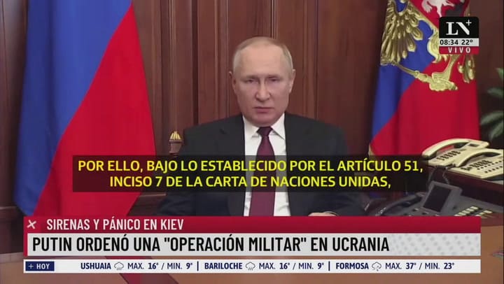 Putin anuncia el inicio de la 'operación especial' en Ucrania